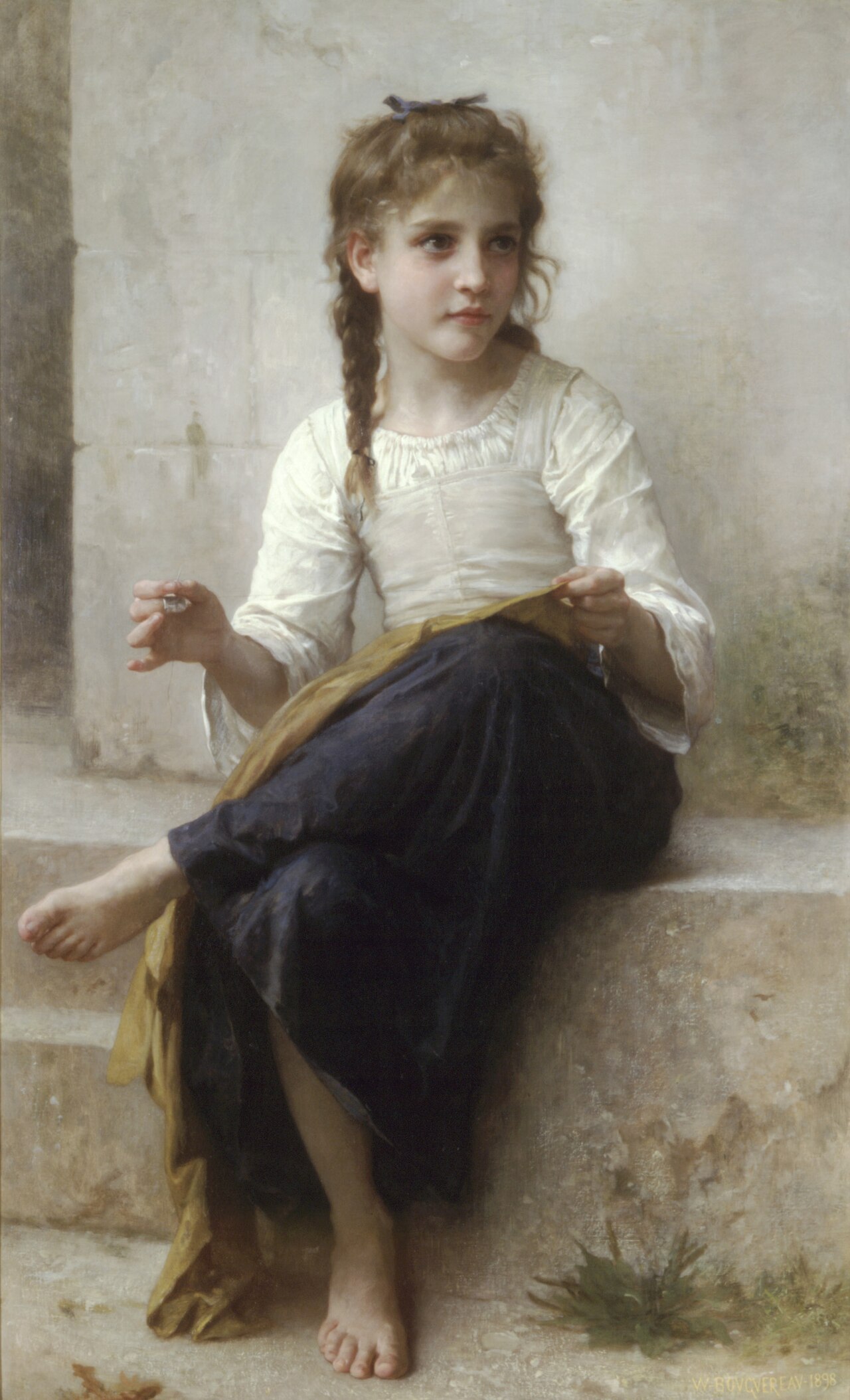 sewing textile (foto: William-Adolphe Bouguereau / Public domain, Wikimedia Commons)